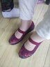 京晨老北京布鞋夏天透气女网鞋中老年人休闲鞋丁字带妈妈软底老太太鞋 红色7305 37 实拍图