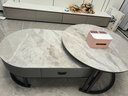 法帝邦岩板茶几客厅家用轻奢现代简约小户型椭圆形网红新款高级感小茶几 [黑架灰柜]120摩登灰+80摩登灰 实拍图