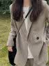 GARNUO灰色小西装外套女两件套装2026春秋新款小个子高级感宽松休闲西服 奶茶灰西装 S 【101-110斤】 实拍图