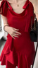 妙奕嘉红色吊带连衣裙女裙子夏天女装2025年新款纯欲辣妹法式气质短裙 复古荡领系带荷叶边红裙 XL 实拍图