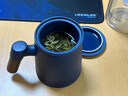 恩尔美（nRMEi）乌金釉陶瓷马克杯家用办公室带盖泡茶杯水杯带手柄茶水分离杯 蝶蓝400ML 实拍图