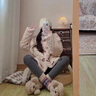 韩璐娇（hanlujiao）羊羔毛外套女2024秋冬新款仿兔绒爱心牛角扣毛茸茸羊羔绒保暖棉衣 驼色 S【建议80-100斤】 实拍图