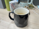 几物森林 陶瓷马克杯带盖大容量咖啡杯情侣杯牛奶杯早餐水杯男女茶杯黑色 晒单实拍图
