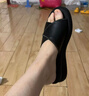 红蜻蜓红蜻蜓拖鞋女外穿厚底坡跟罗马凉拖女软底皮面一字拖鞋 WTK233791 实拍图