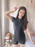 SWANS泳衣女专业连体平角训练游泳衣泡温泉遮肚抗氯速干防晒时尚游泳套 黑灰色 XL 实拍图