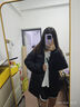 鸭鸭（YAYA）羽绒服男女同款冬季情侣装灯芯绒立领休闲百搭撞色鸭绒外套 黑色 S (建议85-105斤) 实拍图