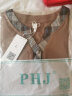 PHJ 短袖T恤女新款夏季宽松显瘦洋气小衫40岁50中年女士V领上衣 咖色 L 实拍图