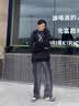 7家优品 牛仔裤男士春秋美式高街vibe微喇裤子水洗渐变宽松直筒休闲长裤 XHJFS-A08黑灰色 XL 实拍图