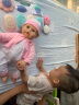 TAKMAY 智能娃娃会眨眼吃奶说话软胶安抚睡觉仿真娃娃玩具男孩女孩玩具 粉绿（眨眼、吃奶、动嘴、呼吸） 充电电池款 实拍图