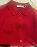 兆君秋冬本命年红色羊绒衫女装翻领衬衫纯色衬衣针织衫上衣毛衣 石榴红 2XL 实拍图