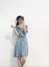 clotho Rennie品牌女装连衣裙女收腰显瘦2025夏季新款气质系带短袖中长款裙子 黑色 M 实拍图