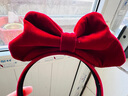 飞花 立体蝴蝶结发箍头饰女红色丝绒头箍发饰 酒红色 1个 实拍图