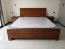 南宜（Nanyi）胡桃木实木床双人床现代中式简约经济型高箱储物床卧室家具8518 高箱款床+2柜+环保全棕薄垫 【普通橡胶木款】1.8*2.0米 实拍图