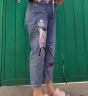 梵乔希品牌哈伦牛仔裤女高腰夏季新款宽松显瘦裤子贴布刺绣九分裤子 蓝色 32码 晒单实拍图