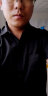 卡帝乐鳄鱼(CARTELO)衬衫男 纯色休闲短袖衬衫舒适透气白衬衣男 1F158101312D 黑色-短袖 XL 实拍图