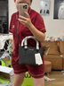 MICHAEL KORS礼物轻奢MK女包JET SET TRAVEL斜挎托特菜篮子 迷你黑色/金色 实拍图