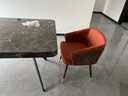 托尼斯餐椅简约创意家用北欧餐厅实木椅子皮艺现代休闲洽谈咖啡厅设计师 橙色-皮质 实拍图
