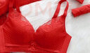 浪莎大红文胸内裤套装结婚喜庆本命蛇年性感乳胶无钢圈聚拢胸罩送新娘 红色套装338 75A B=34AB（中厚杯2.5厘米） 实拍图