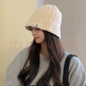 目丸帽子女秋冬韩版ins潮牌百搭毛线帽冷帽冬季保暖护耳大头针织帽男 米色 M(56-58cm) 实拍图