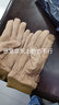 男士秋冬季麂皮绒运动骑行保暖加厚绒手套防滑开车外卖钓鱼手套男 男士麂皮绒加厚三线卡其色 均码 实拍图