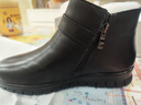 红蜻蜓冬款保暖防滑皮鞋妈妈棉靴加绒短靴中老年棉鞋 WTC42927黑色37 实拍图