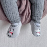 鼠你可爱 秋冬防滑隔凉加厚婴幼儿宝宝学步鞋鞋袜不掉跟绑带儿童地板鞋袜 灰色熊猫 12码（脚长12cm以内） 晒单实拍图