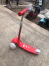 米高滑板车儿童可折叠可调高低带闪光三轮滑滑车踏板车2-3-12岁 小童红色 实拍图