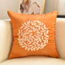 米乐 轻奢刺绣抱枕靠垫布艺沙发靠枕床头办公室护腰靠背汽车腰枕 橘黄(圆圈花刺绣) 45cm*45cm 含枕芯 实拍图
