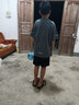 艾伦伯顿（Alen Botun）运动套装男健身服速干冰丝休闲短袖夏季薄款t恤训练篮球跑步服 暗黑套装+灰黑套装 L(130-145)斤 实拍图