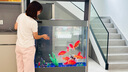 美诺超白鱼缸客厅家用中型生态现代造景金龙鱼缸落地屏风隔断柜水族箱 魅影灰【排水+显示屏】 120*35*130 实拍图