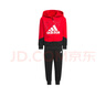 阿迪达斯（adidas）童装春秋款小大童运动休闲套装连帽外套裤子 IP7005黑/红色 实拍图