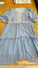 拉夏贝尔（La Chapelle）连衣裙女2023夏季新款高端刺绣设计感收腰显瘦法式气质雪纺裙子 蓝色 XL 晒单实拍图