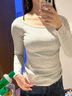 UR秋季新款女装蕾丝花边打底外穿修身长袖T恤UYY440035 花灰 S 实拍图