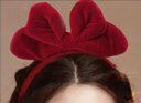 飞花 立体蝴蝶结发箍头饰女红色丝绒头箍发饰 酒红色 1个 实拍图