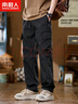雅鹿工装裤子男2026春季新款男装美式潮牌男裤男士宽松直筒休闲裤长裤 A168黑色 3XL 实拍图
