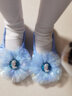 铁箭（TIEJIAN）舞蹈鞋女童软底绸缎芭蕾舞鞋古典舞形体练功鞋艾莎公主花朵猫爪鞋 天蓝色 29 (脚长17.5cm) 实拍图
