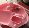 MARCUS&MARCUS吸盘餐盘 宝宝分格餐盘一体式防摔餐饮分餐盘儿童餐具 （餐盘+围兜+叉勺）粉色 实拍图