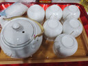 古笙记手工描金景德镇陶瓷提梁壶功夫茶具套装家用现代中式茶壶茶杯茶盘 白金梅花（升级铜把手） 实拍图