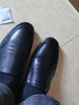蜘蛛王男鞋真皮鞋男套脚豆豆鞋透商务休闲鞋百搭透气男士皮鞋 黑色套脚 41 实拍图