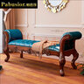 帕芭莎（PABUSIOR）【正品保障】床尾凳美式实木床尾凳真皮长凳门厅穿鞋凳欧式床尾凳 奢华宝蓝色 实拍图