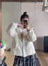 亿梵莎（YIFANSHA）棉服外套秋冬款女2026新款韩版小个子学生宽松面包服羽棉袄绒服女 米白色 均码（可备注码数） 实拍图