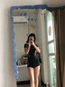美津浓（MIZUNO）泳衣女连体平角保守泡温泉游泳衣时尚大码遮肚显瘦泳装A1359黑S 实拍图
