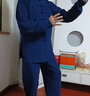 山人运动太极服男春夏季新款高端品牌练功服套装飘逸短袖太极拳练功服女士 藏青-长袖套装 L 实拍图