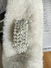 听风说毛绒围巾围脖女冬季保暖仿兔毛领 珍珠扣白 默认1 实拍图