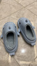 LATE TIME儿童棉拖鞋秋冬女童室内静音防水防滑棉拖鞋家居亲子宝宝鲨鱼棉鞋 雾霾蓝 内长19cm 【190】适合脚长约18cm 实拍图