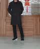 罗蒙（ROMON）风衣男商务休闲中长款外套时尚大衣修身上衣服 D-2022 黑色 3XL  实拍图