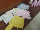 盛哲卡婴儿衣服0-3个月新生儿上衣夹棉保暖内衣长袖 粉色+白色（2件装） 52码（反袖口） 实拍图