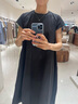 MUJI女式 易干弹力泡泡纱 法国袖连衣裙 女装裙子夏季 BC2JQA4S 黑色 S (155/80A) 实拍图