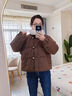 茵曼羽绒服女时尚复古兔毛领2024冬装肌理保暖面包外套上衣 咖啡色 S 实拍图