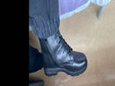 红蜻蜓中筒靴女厚底增高加绒保暖靴女短筒马丁靴女英伦皮靴 WTC331611C 实拍图
